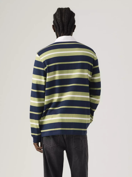 Мужской лонгслив-поло Levi's в полоску 1162773817 (Синий/Зеленый M)