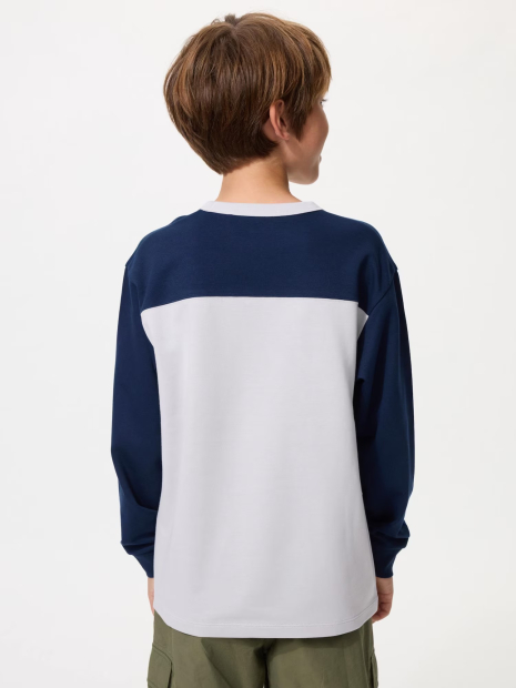Детский лонгслив UNIQLO 1162744483 (Синий/Серый 11-12) на рост 145-155 см