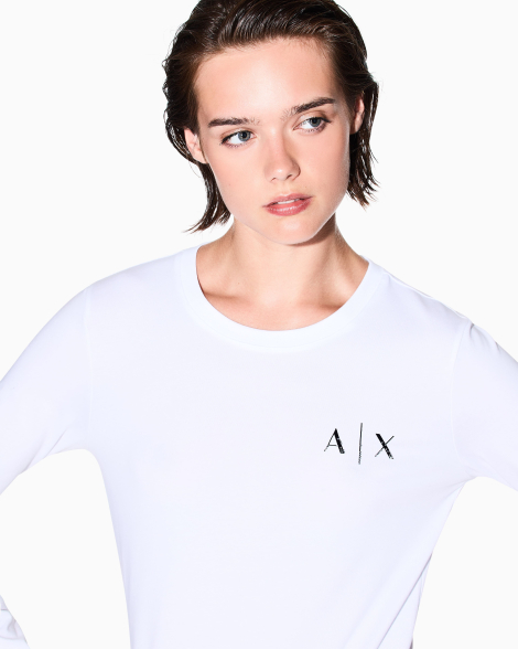 Женский лонгслив Armani Exchange со стразами 1162895072 (Белый XL)