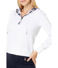 Жіночий лонгслів з капюшоном Tommy Hilfiger із вафельної тканини 1159838581 (Білий XS)