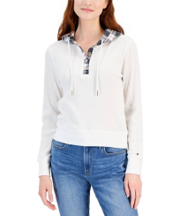 Жіночий лонгслів з капюшоном Tommy Hilfiger із вафельної тканини 1159838581 (Білий XS)