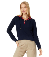 Женский лонгслив с капюшоном Tommy Hilfiger из вафельной ткани 1159839071 (Синий M)