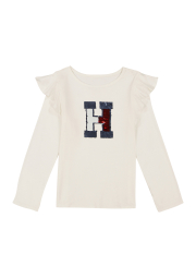 Детский лонгслив Tommy Hilfiger с логотипом из пайеток 1159839462 (Белый L)
