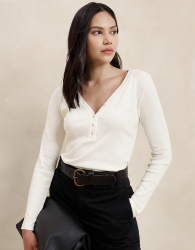 Женский лонгслив в рубчик Banana Republic 1159843885 (Молочный XXL)