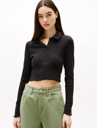 Укороченный лонгслив-поло Tommy Hilfiger с рубашечным воротником 1159845304 (Черный L)