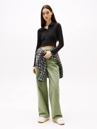 Укороченный лонгслив-поло Tommy Hilfiger с рубашечным воротником 1159845304 (Черный L)