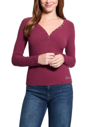 Женский лонгслив GUESS в рубчик 1159845447 (Бордовый XL)