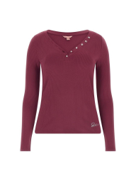 Женский лонгслив GUESS в рубчик 1159845447 (Бордовый XL)