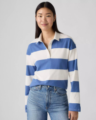Женский лонгслив-поло Levi's в полоску 1159845686 (Голубой XL)