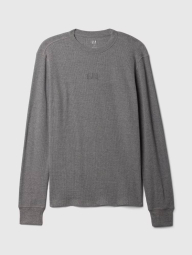 Чоловічий вафельний лонгслів GAP з логотипом 1159851757 (Сірий XL)