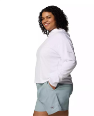 Женский лонгслив с капюшоном Columbia с защитой UPF 50 1159852067 (Белый 3X)