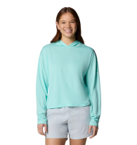 Женский лонгслив с капюшоном Columbia с защитой UPF 50 1159853453 (Бирюзовый S)