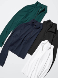 Женский укороченный лонгслив с технологией AIRism Uniqlo на полумолнии 1159855324 (Белый XS)