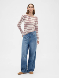 Женский лонгслив GAP в полоску 1159856457 (Молочный L)