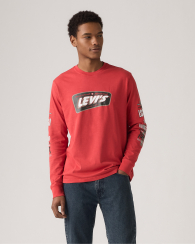 Чоловічий лонгслів Levi's з принтом 1159857623 (Червоний L)