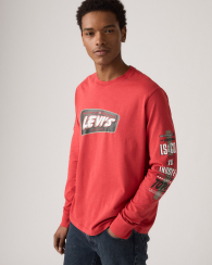Чоловічий лонгслів Levi's з принтом 1159857623 (Червоний L)