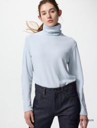 Флисовый лонгслив HEATTECH UNIQLO водолазка 1159857867 (Голубой M)