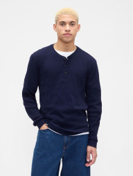 Мужской лонгслив GAP из вафельной ткани 1159857994 (Синий XL)