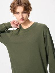 Однотонний лонгслів UNIQLO 1159858339 (Зелений M)