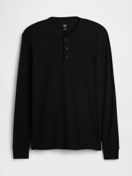 Мужской лонгслив GAP из вафельной ткани 1159858774 (Черный S)