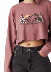 Женский укороченный лонгслив Levi's с принтом 1159858909 (Розовый XXL)