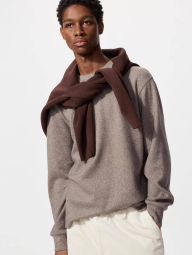 В'язаний чоловічий флісовий лонгслів UNIQLO 1159859165 (Бежевий 3XL)