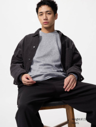 Чоловічий трикотажний флісовий лонгслів UNIQLO 1159859167 (Сірий 3XL)