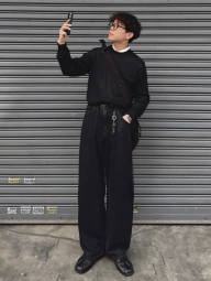 Мужской вязаный флисовый лонгслив UNIQLO 1159859671 (Черный XXL)