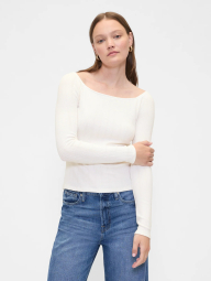 Женский лонгслив GAP в рубчик 1159860842 (Молочный L)