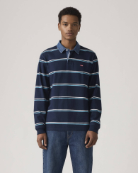 Чоловічий лонгслів-поло Levi's з коміром 1159862363 (Синій M)