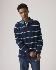 Мужской лонгслив-поло Levi's с контрастным воротником 1159862341 (Синий L)