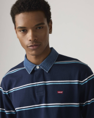 Мужской лонгслив-поло Levi's с контрастным воротником 1159862341 (Синий L)