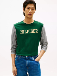 Мужской лонгслив Tommy Hilfiger с логотипом 1159862816 (Серый/Зеленый M)