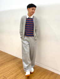 Лонгслив-поло UNIQLO в полоску 1159863077 (Коричневый/Синий S)