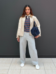 Лонгслив-поло UNIQLO в полоску 1159863077 (Коричневый/Синий S)