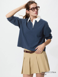 Лонгслив-поло UNIQLO 1159863347 (Синий S)