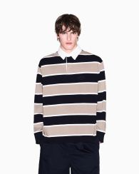 Лонгслив-поло Armani Exchange 1159863935 (Синий/Бежевый M)