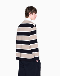 Лонгслив-поло Armani Exchange 1159863935 (Синий/Бежевый M)