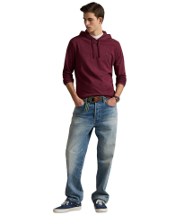 Чоловічий лонгслів Polo Ralph Lauren з капюшоном 1159864752 (Бордовий M)
