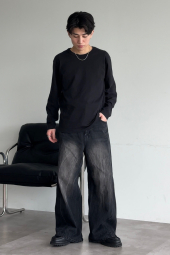 Однотонный лонгслив UNIQLO 1159864890 (Черный XL)