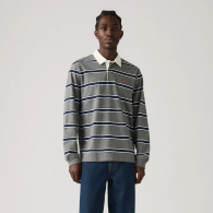 Мужской лонгслив-поло Levi's в полоску 1159864987 (Серый L)