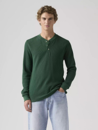 Мужской лонгслив-хенли Levi's из вафельной ткани 1159865492 (Зеленый M)