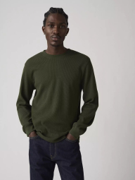 Мужской лонгслив Levi's из вафельной ткани 1159865505 (Зеленый L)