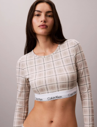 Женский укороченный лонгслив Calvin Klein со вшитыми чашечками 1159865543 (Бежевый XS)