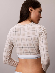 Женский укороченный лонгслив Calvin Klein со вшитыми чашечками 1159865543 (Бежевый XS)