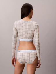 Жіночий укорочений лонгслів Calvin Klein зі вшитими філіжанками 1159865543 (Бежевий XS)