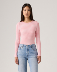 Женский лонгслив Levi's кофта в полоску 1159926828 (Розовый XL)
