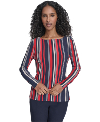 Женский лонгслив Tommy Hilfiger 1160096205 (Синий/Красный XL)