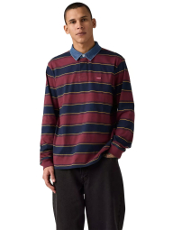 Мужской лонгслив-поло Levi's в полоску 1160141403 (Бордовый L)