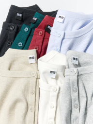 Еластичний лонгслів хенлі UNIQLO в рубчик 1160153910 (Зелений M)